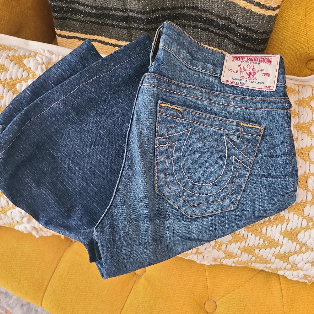 Womens Blue Denim Jeans - Classic Pocket Stitch